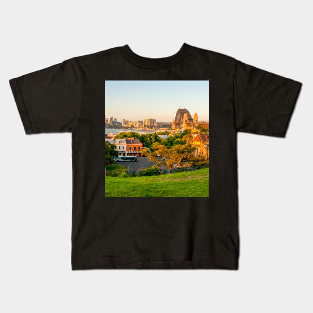 View of Sydney Harbour from Observatory Hill, Sydney, NSW, Australia Kids T-Shirt by Upbeat Traveler